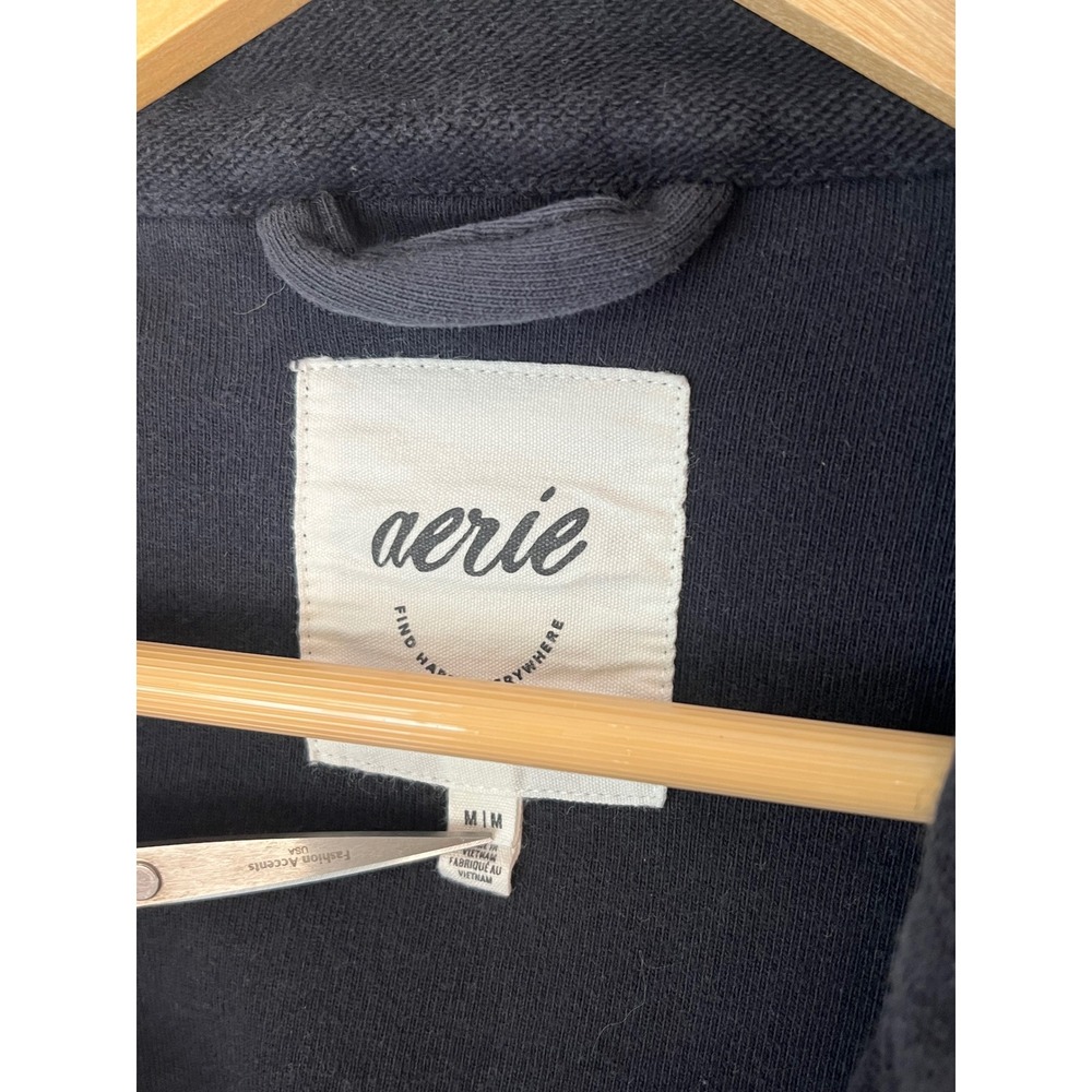Aerie Black Cotton Shacket Snap Button Pocket Jacket Women Medium closet staple - Picture 3 of 8